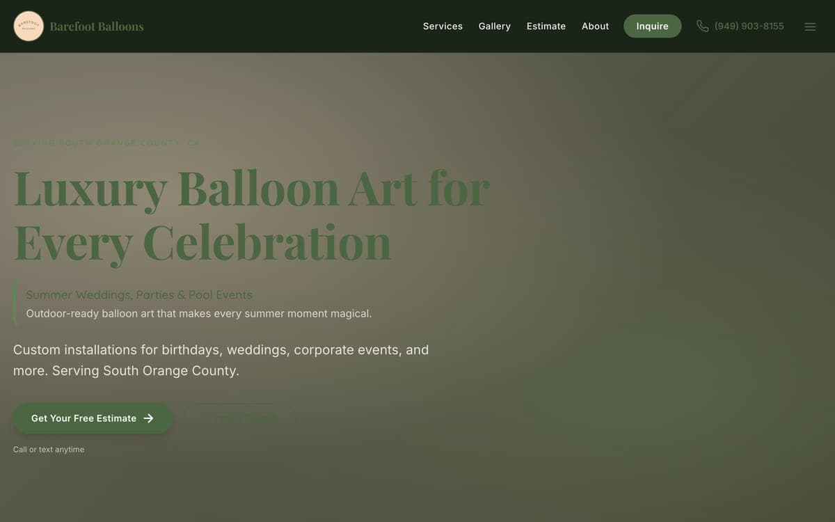 The Barefoot Balloons homepage