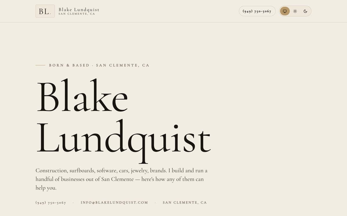 The blakelundquist.com homepage