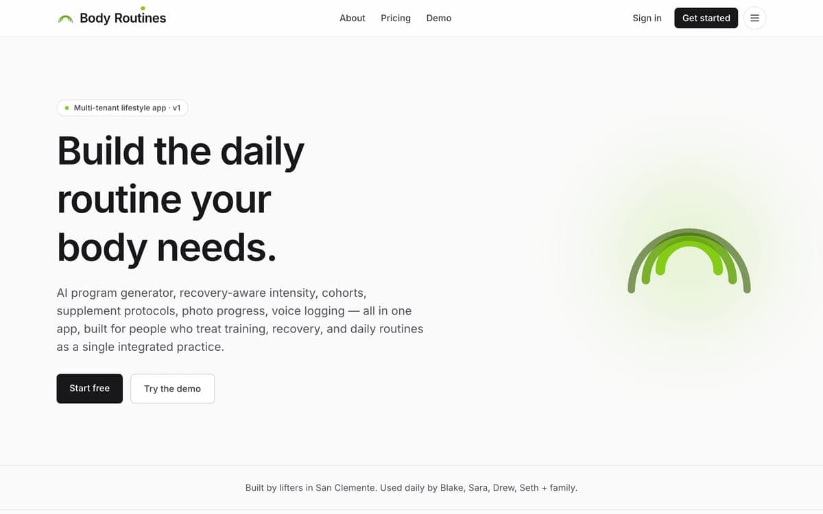 The Body Routines homepage