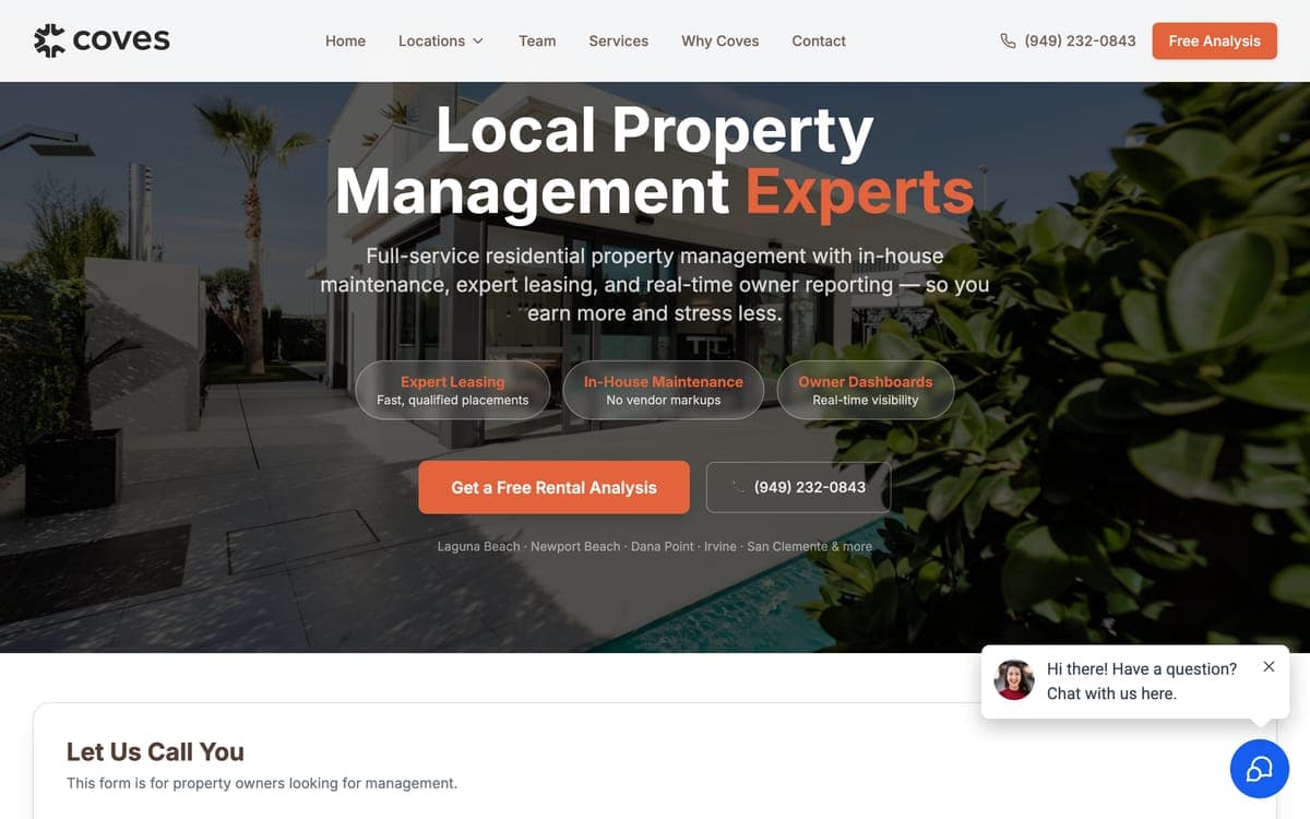 The Coves homepage