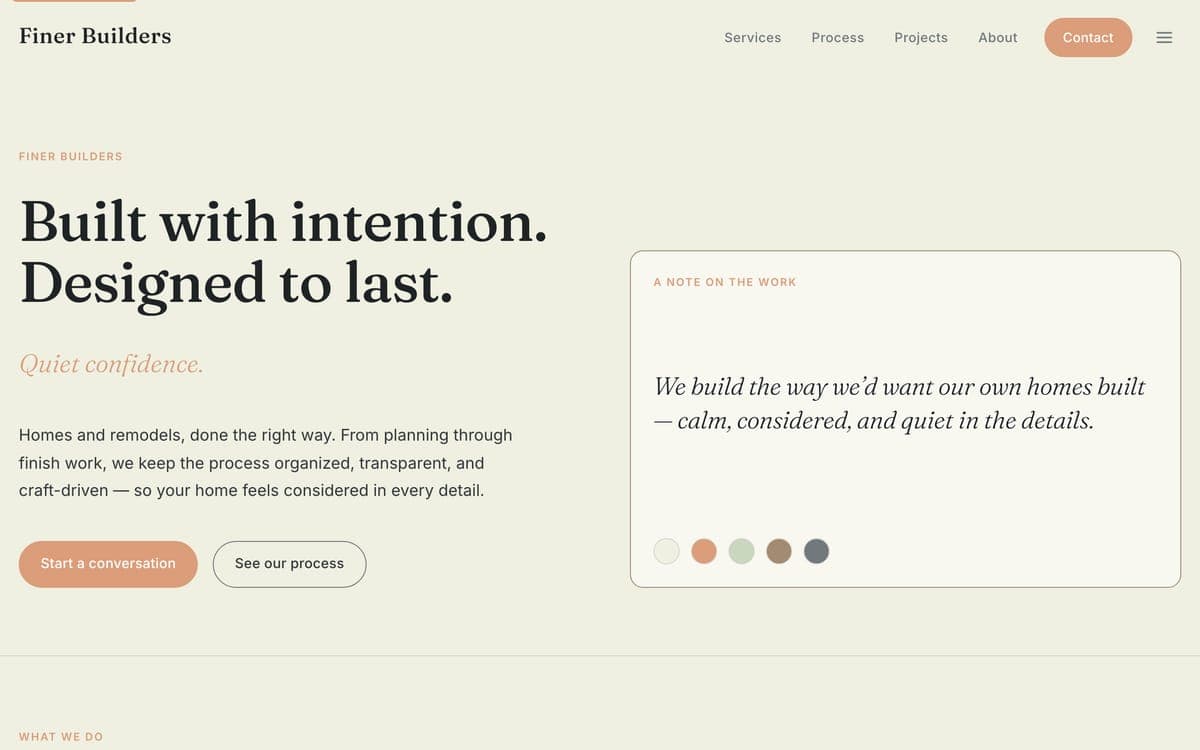 The Finer Builders homepage