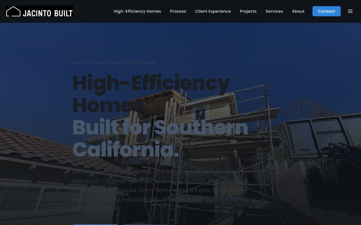 The Jacinto Built homepage