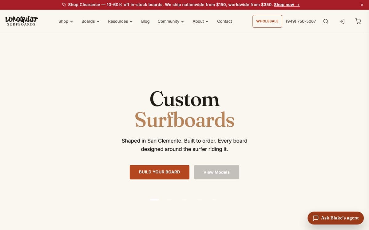 The Lundquist Surfboards homepage