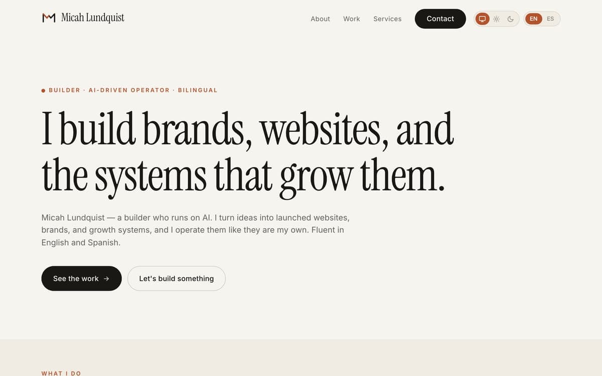 The micahlundquist.com homepage