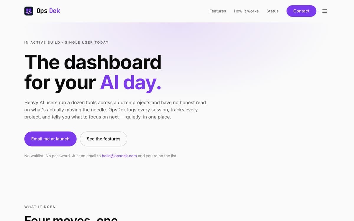 The OpsDek homepage