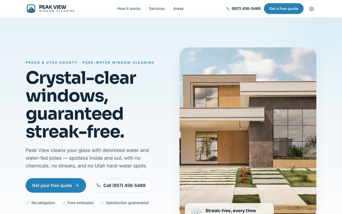 The Peak View Window Cleaning homepage