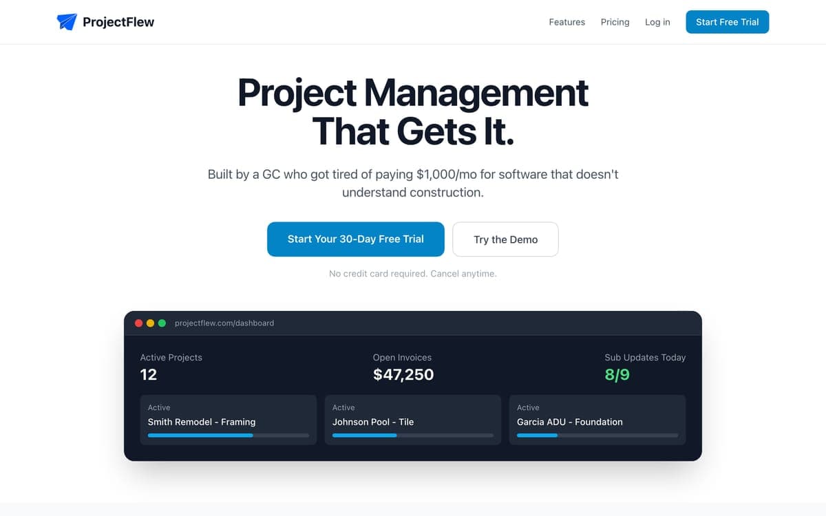 The ProjectFlew homepage