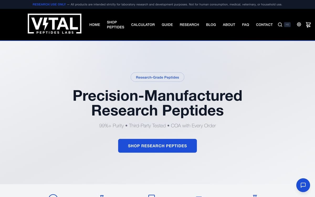 The Vital Peptides Labs homepage